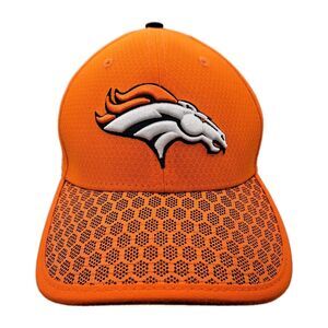 Denver Broncos Hat Cap Fitted M/L Orange Performance Honeycomb NFL New Era